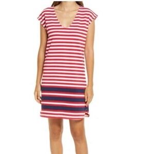 Vineyard Vines Lighthouse‎ Red and White Midi Dress Size M